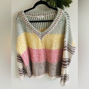V adora small medium colorblock sweater oversize colorful bubble sleeve